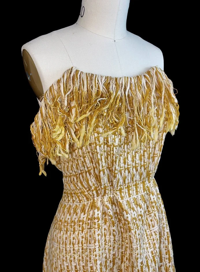 HC Mustard/ Ivory/ Gold Metallic Fringe Boucle Mendel Goldberg Fabrics NYC HC Mustard/ Ivory/ Gold Metallic Fringe Boucle Mendel Goldberg Fabrics NYC