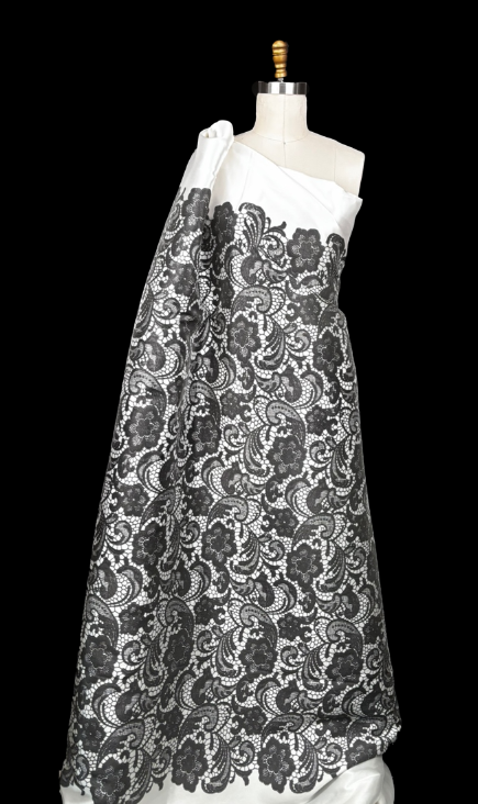 Printed Duchess Satin - LACE Design  Mendel Goldberg Fabrics NYC