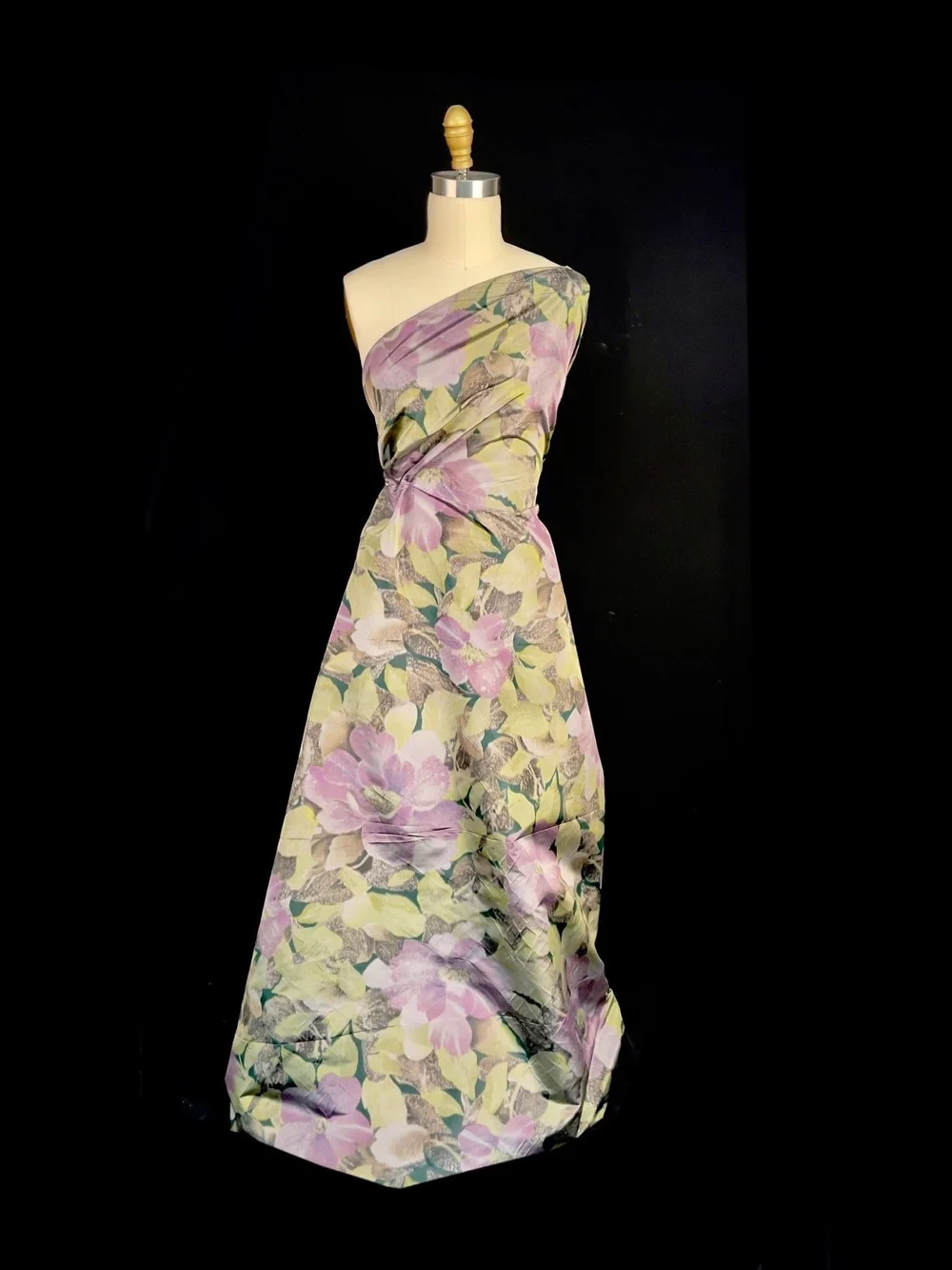 Sage Green/Lilac Flowers- Warp Printed Silk  Mendel Goldberg Fabrics NYC
