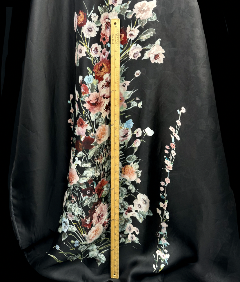 printed silk dress fabric Satin Floral Print Fabric by Yard