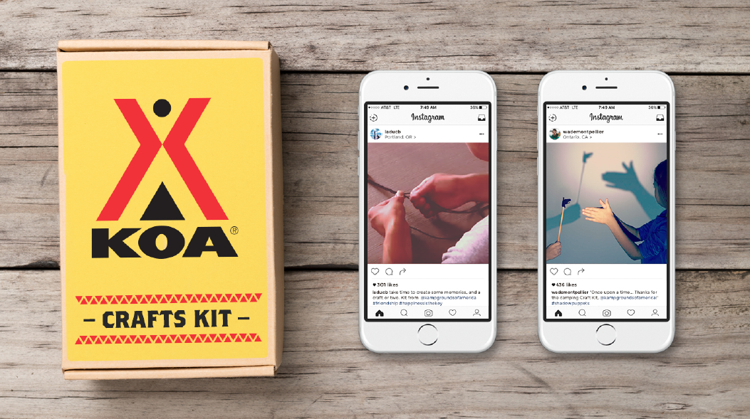 An influencer campaign with a crafts kit to show creative ways to have camping fun at KOA.