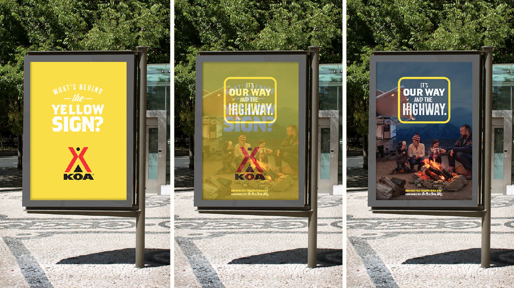 An out of home execution to show what's "behind the yellow sign" - literally.