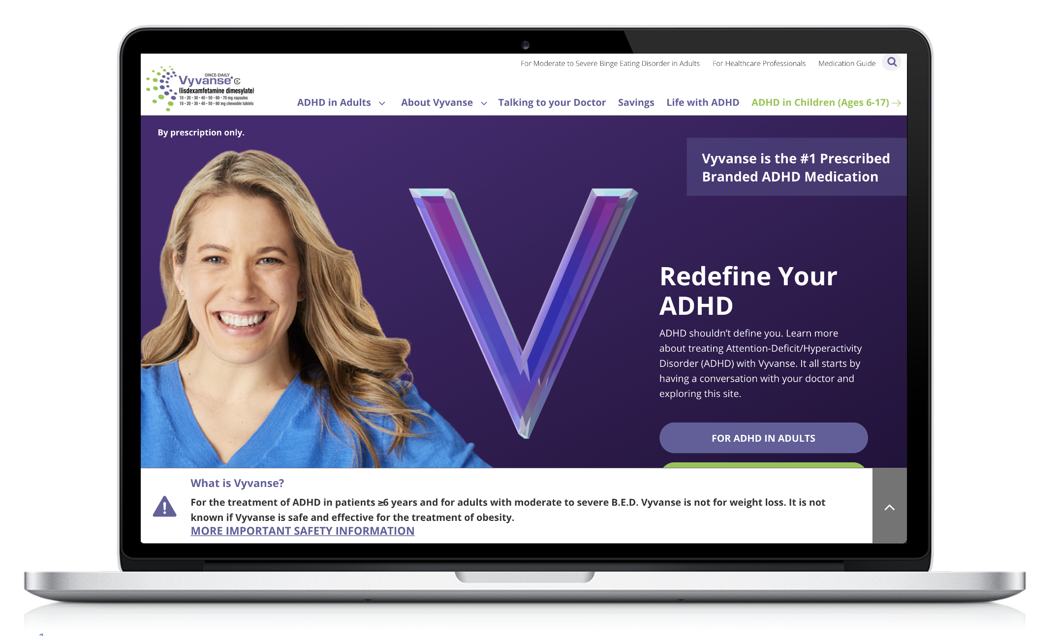 Vyvanse’s DTC homepage.