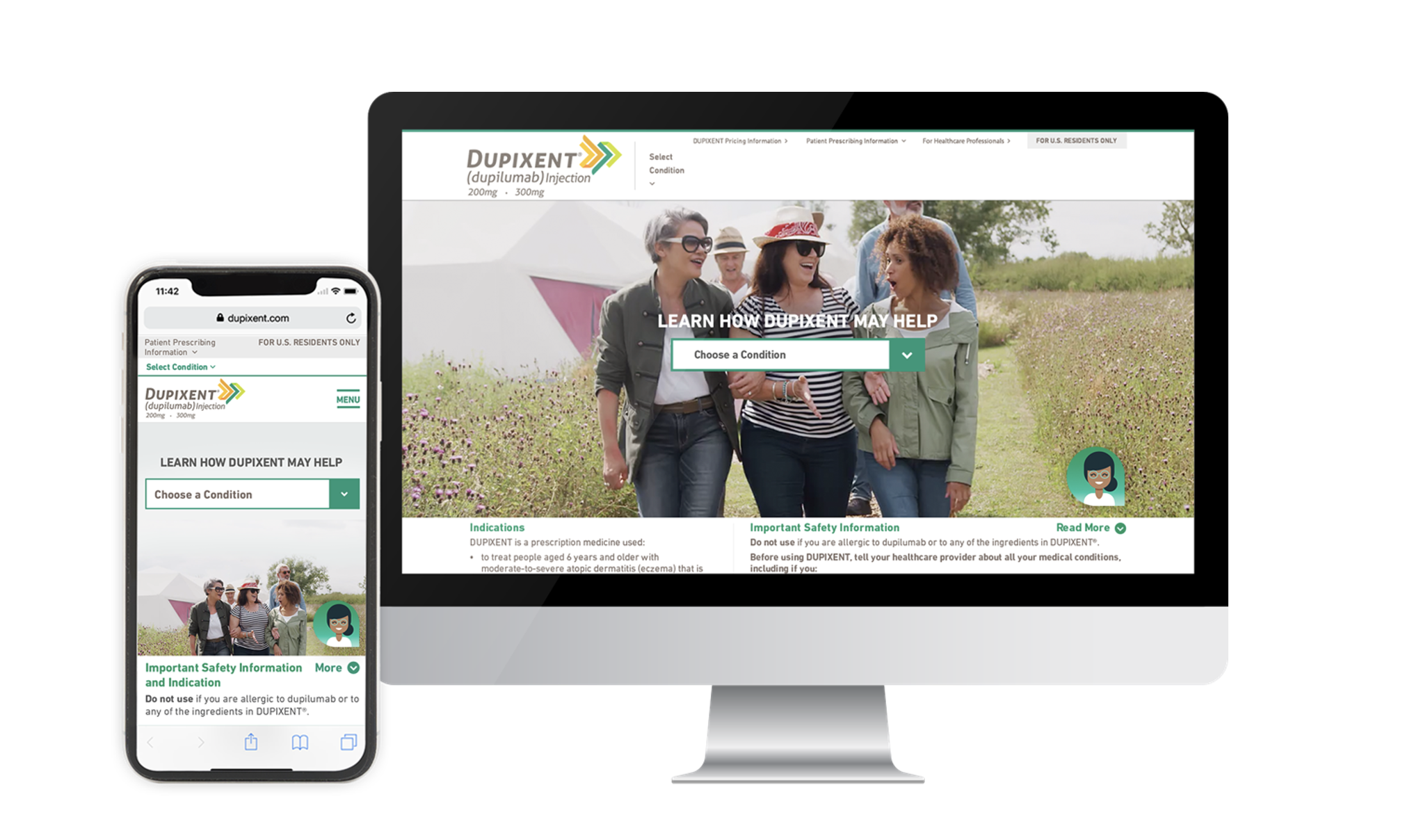 DUPIXENT’S chatbot, PIXI, on the DUPIXENT franchise consumer homepage.