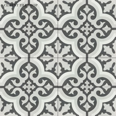 Source: Cement Tile Shop - Kyra II Tile ( 12 8x8 tiles per box = $82.80 , Est. fo r 1,100 sq. ft. / ~209 boxes = $17,305.20 )