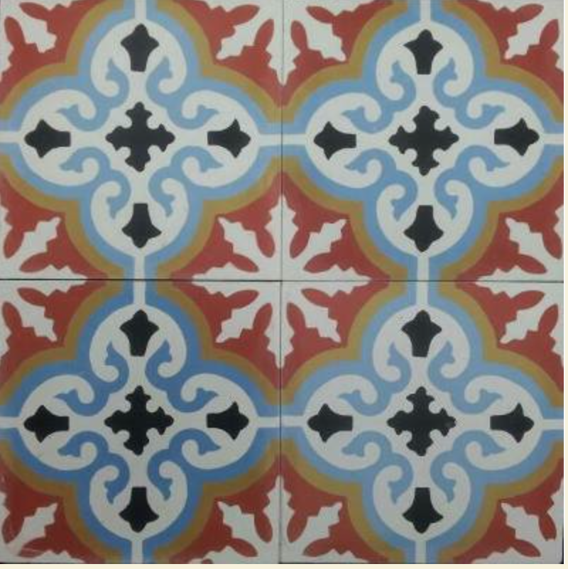 This tile is a little more expensive at $9.00 a tile or $13.50 square foot (though we may be able to get 15% off). However, I wanted to share this since this is the tile used in the example image above and it is well priced for a tile with color. Source: http://www.cementtilecorp.com/apps/webstore/products/show/4959992