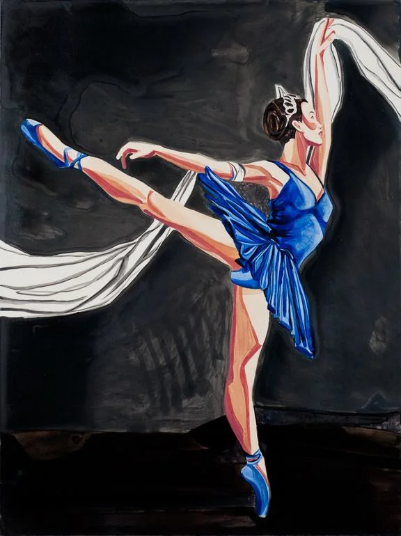 Ballet Blue 24" x 18" watercolor on board