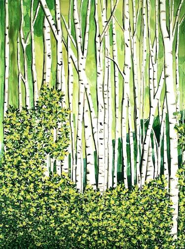 Birch Forest 40" x 30" watercolor on board 