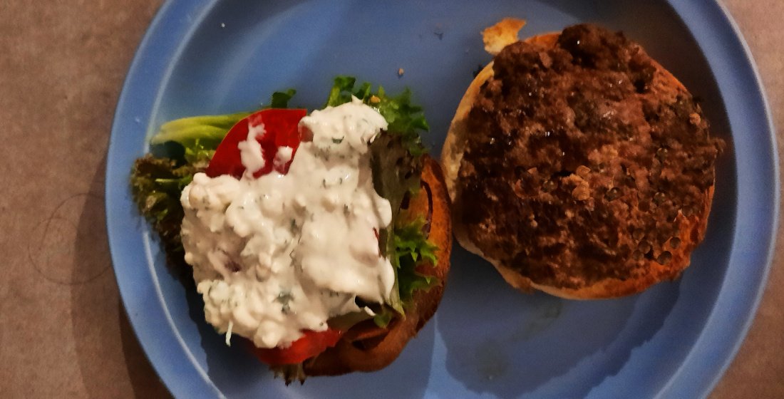 Pg 51- Blue cheese-sauced burgers