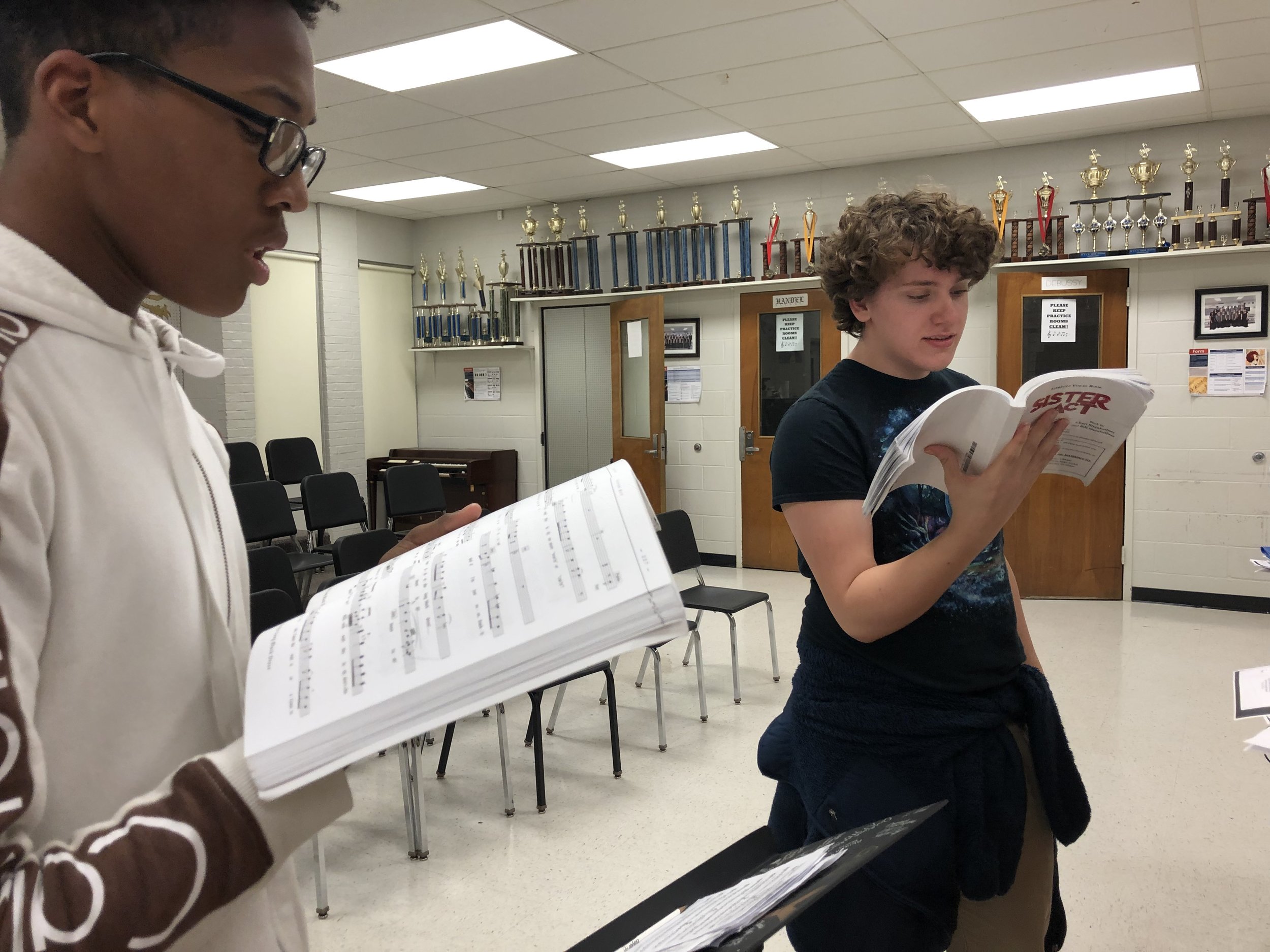 CJ Thomas (left) and Andrew Heady (right) work hard on perfecting their music for the show.