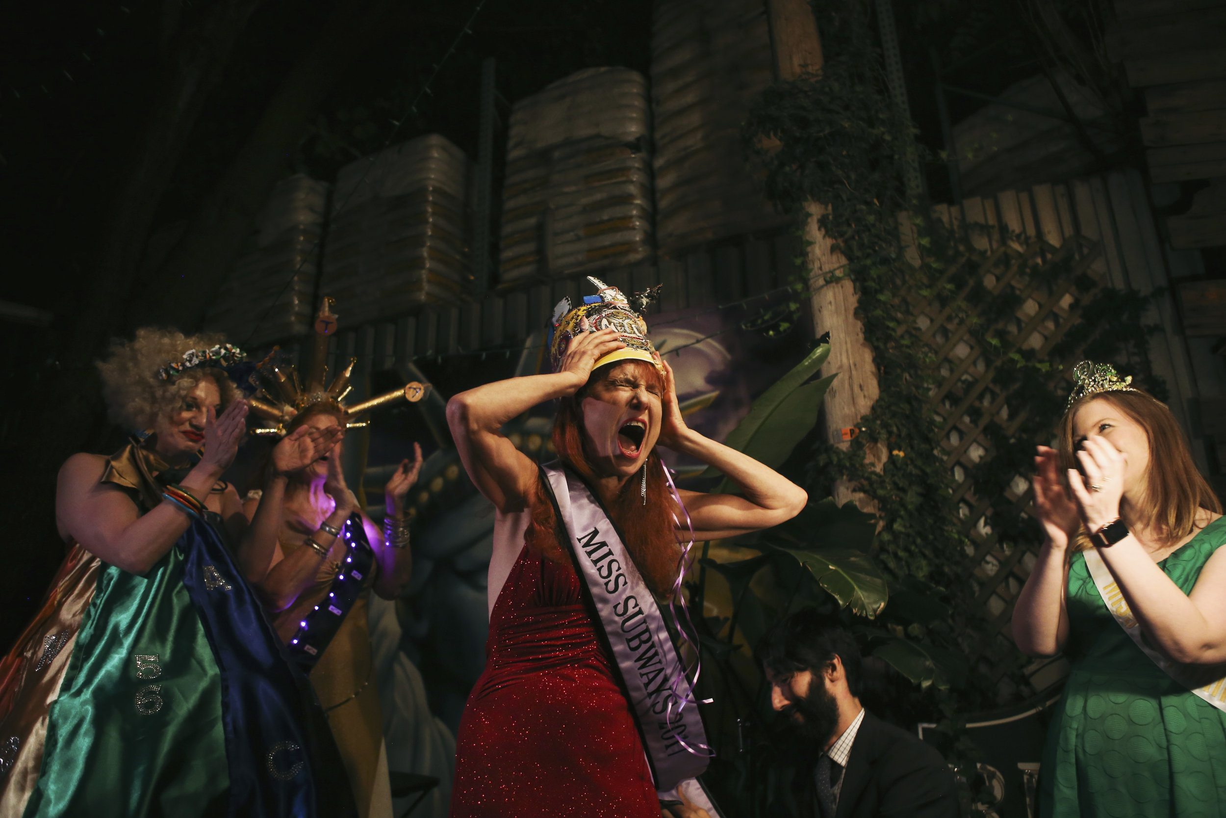  Lisa Levy reacts after being crowned Miss Subways 2017. The pageant was put on by the City Reliquary Museum in Williamsburg. 