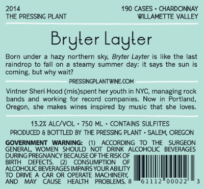 Back label
