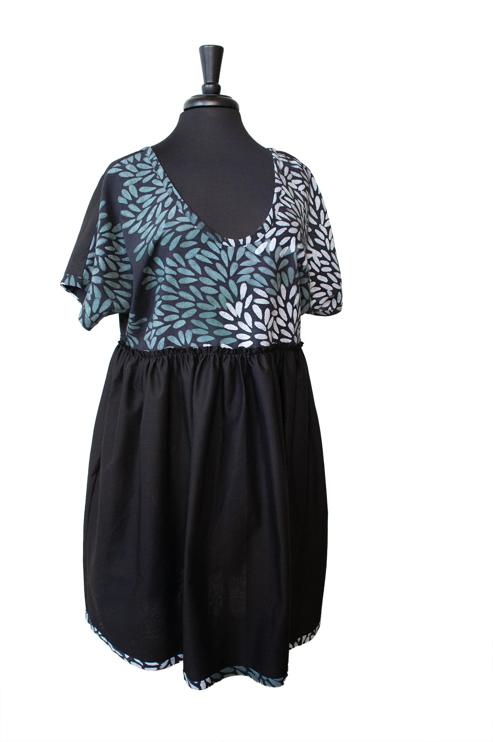 "Blue Petals" Batik Empire Smock Dress  Gina Pannorfi