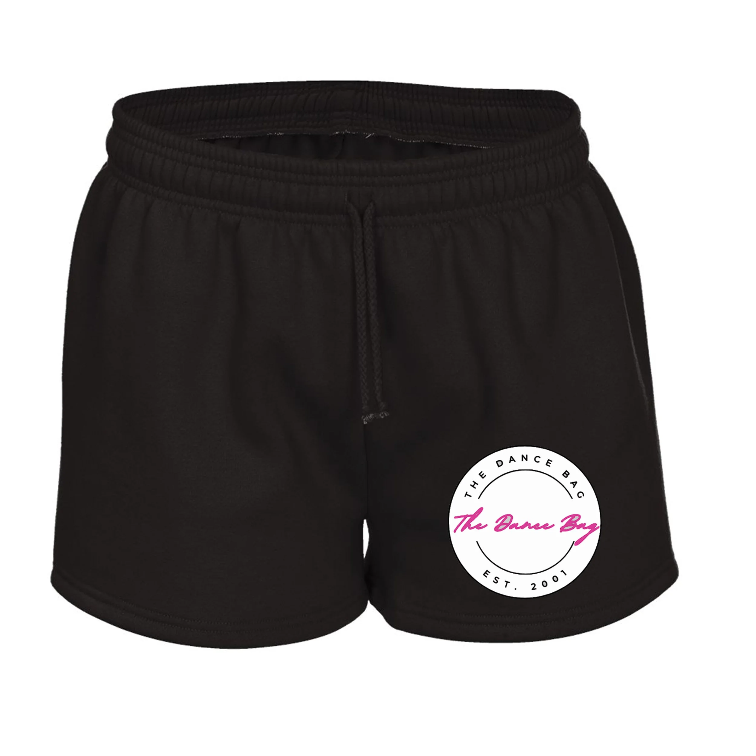 THE DANCE BAG FLEECE SHORTS -BLACK WITH WHITE LOGO