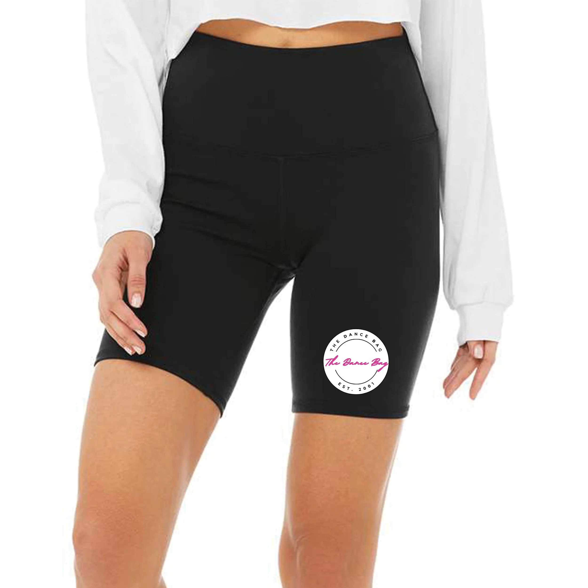 THE DANCE BAG BIKER SHORTS -BLACK WITH WHITE LOGO