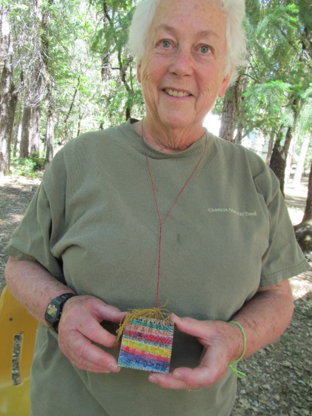 The first part of my week was to help folks to carve or stamp a name tag. Sharon used punches and markers to come up with a really fun and memorable name tag.