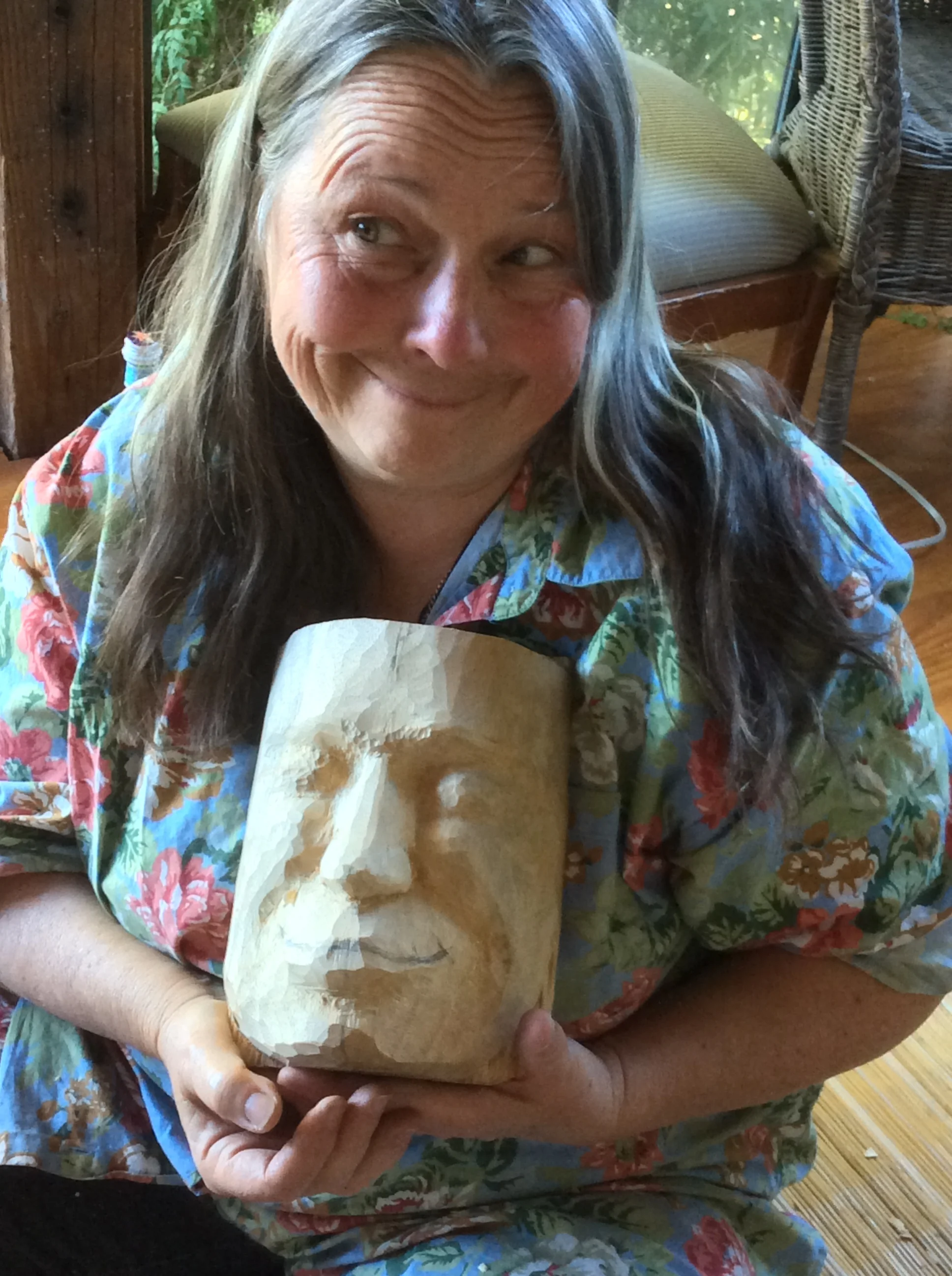 In spite of my goofy smile I had so much fun. Both of the masks that I worked on in these two workshops had smiles. 