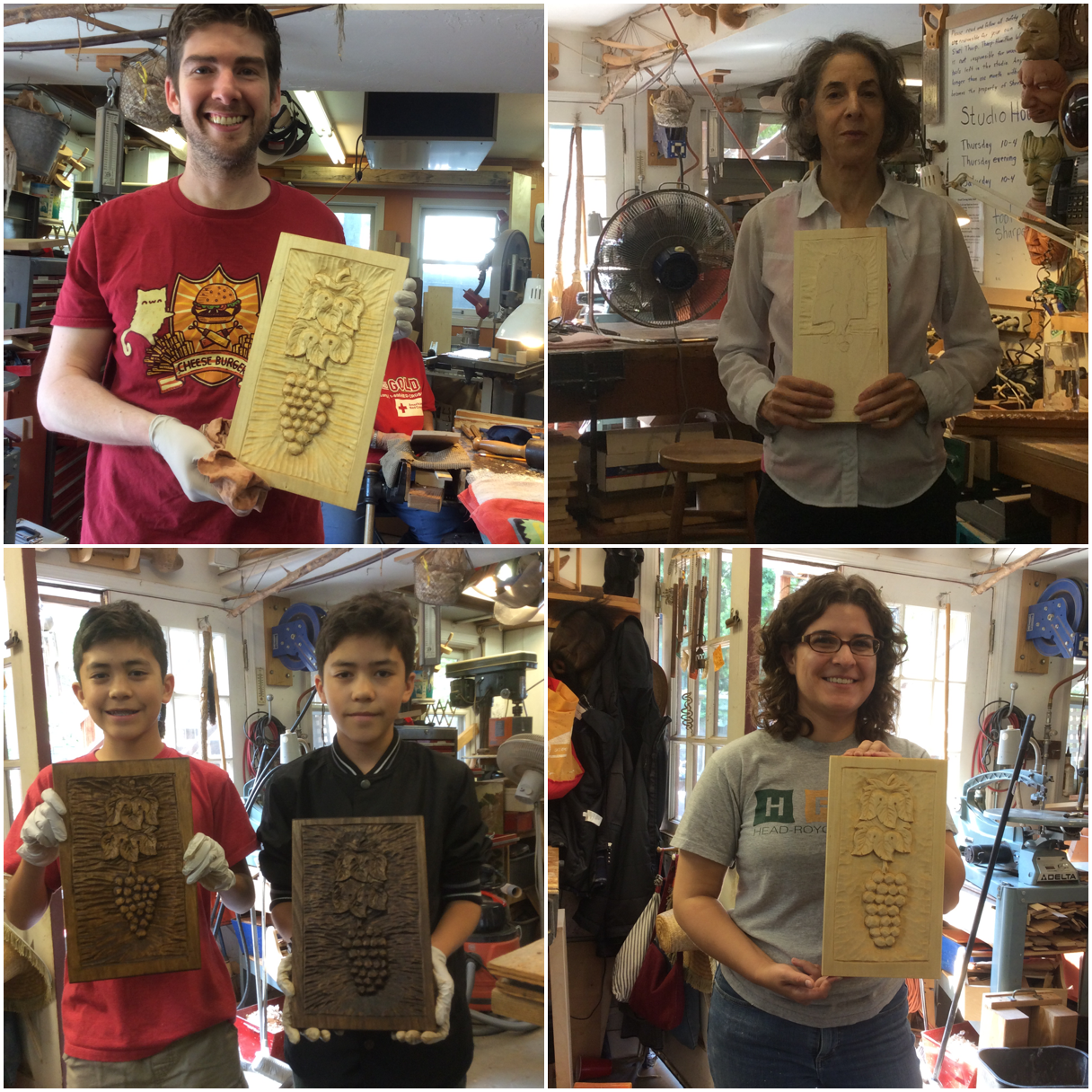 Welcome to the new Grapes and Leaves Graduates, Brian, 13 year old brothers Jacob and Gabriel and Alison. A special welcome to Ellen Crouch starting her Grapes and Leaves. Ellen is the daughter of Al Crouch, the wonderful carver that taught me how to carve letters. 