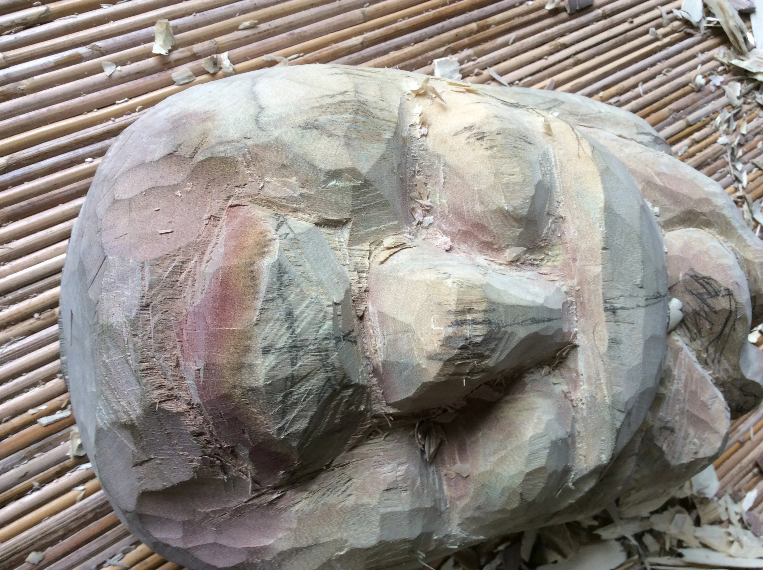 It was so fun carving the Hibiscus wood. I never knew what would surface as I carved. The coloring was marbled and not like any wood I have ever carved before. Carving the wood wet is such a different way of working. 