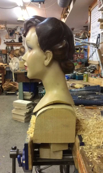 The base of the head needed to seat closely to the top of the stand. There is a 5/8" steel rod that comes out of the bottom of the head. I used a hand plane to get the fit as close as possible. 