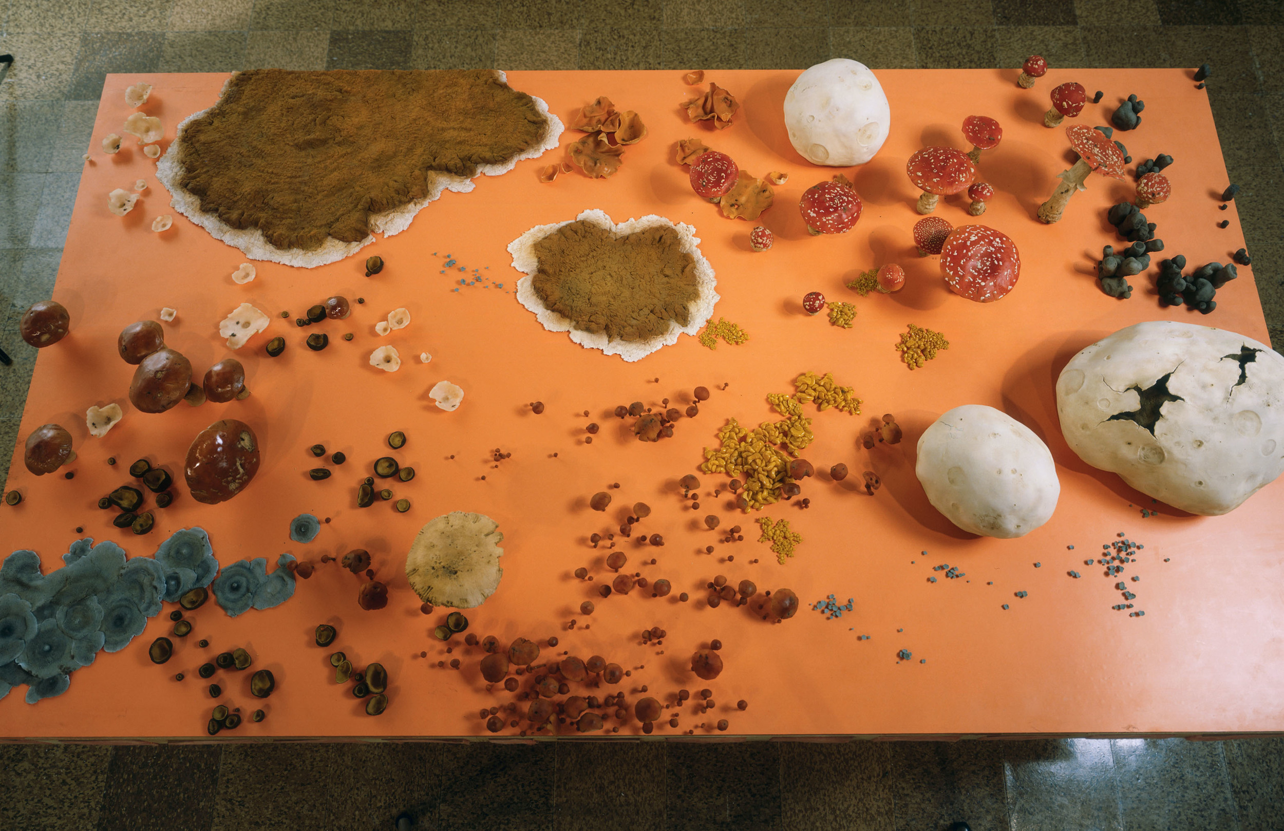  Fungus Formica Field, 1998, Wood, fiberglass insulation, polymer, oil, lacquer, linoleum, and formica, 48 x 83 x 15 inches 
