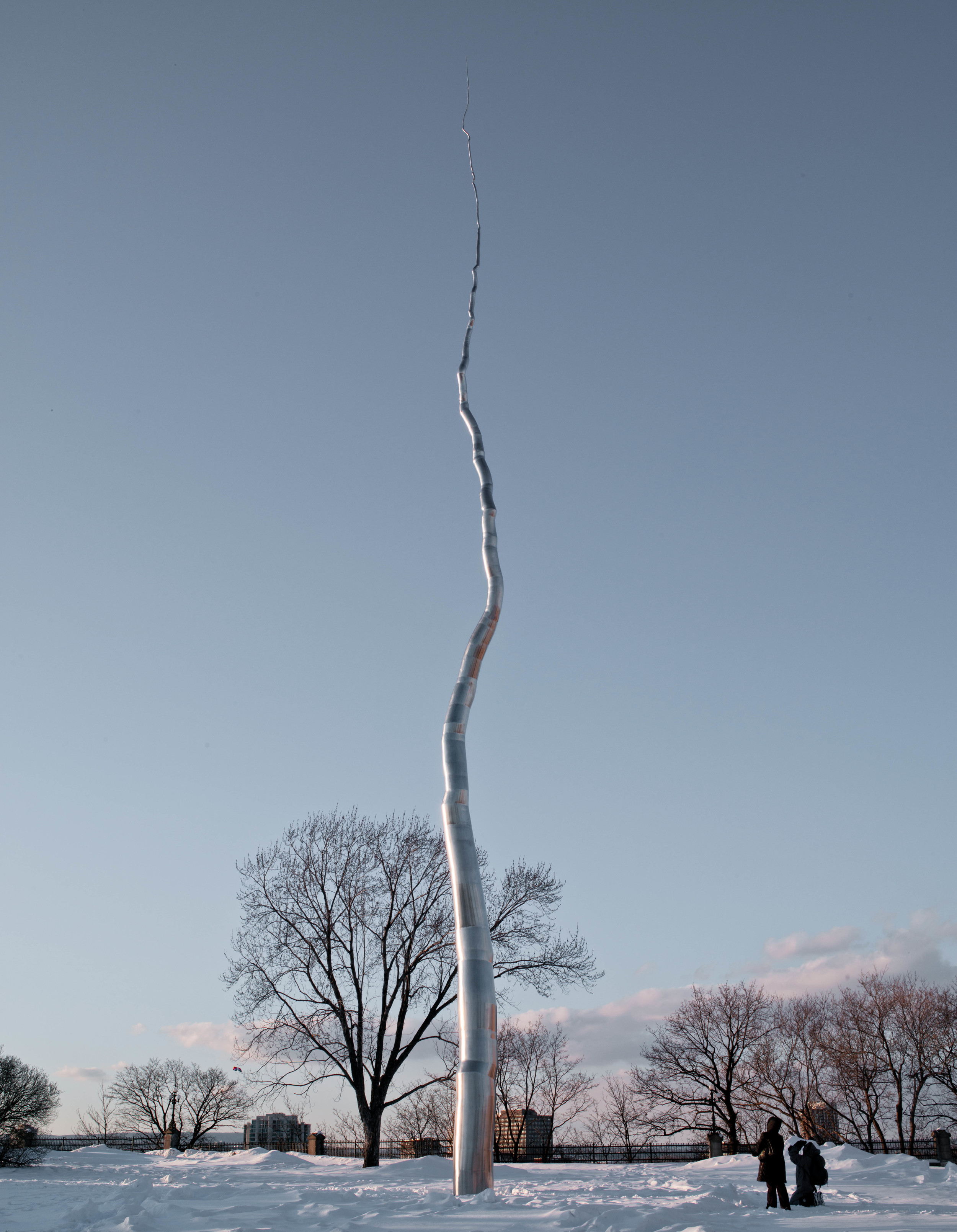  One Hundred Foot Line, 2010, Stainless steel, 103 x 8 x 10 feet   Located on the historica Napean Point and overlooking the Ottawa River,&nbsp;  One Hundred Foot Line  &nbsp;first began as the most controversial sculpture in the Dendroid series, to 