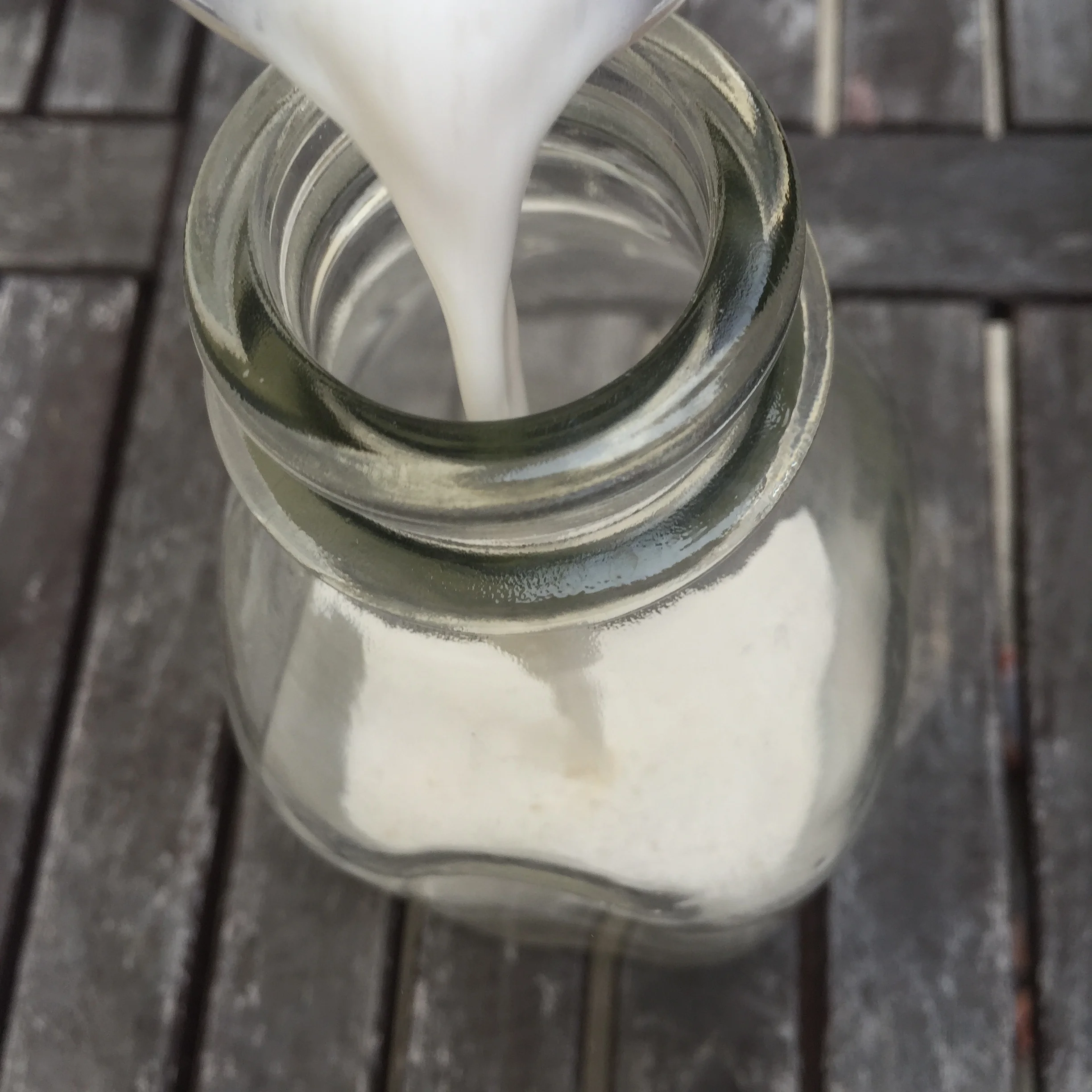 // Now the almond milk is ready and you can flavor it however you want. I like to add 2 pitted dates, 2 TBS of honey, 1 tsp of salt, and 1 tsp of vanilla extract. Once you add all of the ingredients, blend it again. 