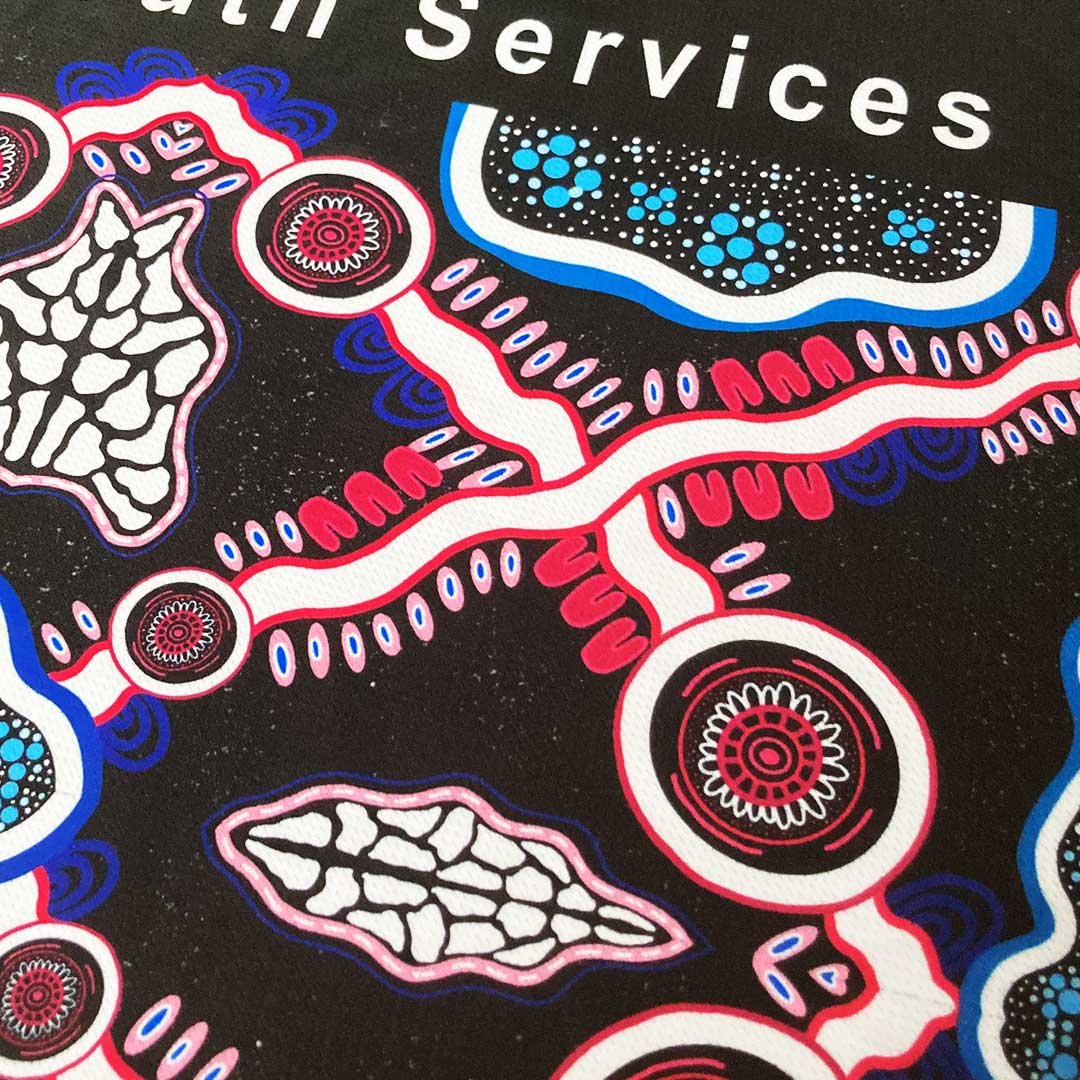 🌟 Celebrating Indigenous Art 🌟 
Dive into the this vibrant Indigenous design with one of the latest sublimated prints featuring stunning artwork. The beautiful artwork was supplied by a client from Northern Territory. At The Print Shop, we're proud