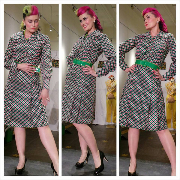 Me on the catwalk in a great 70s dress from Nina's Vintage Closet. Thanks to Loretta of Bluebellevintage for the pic!