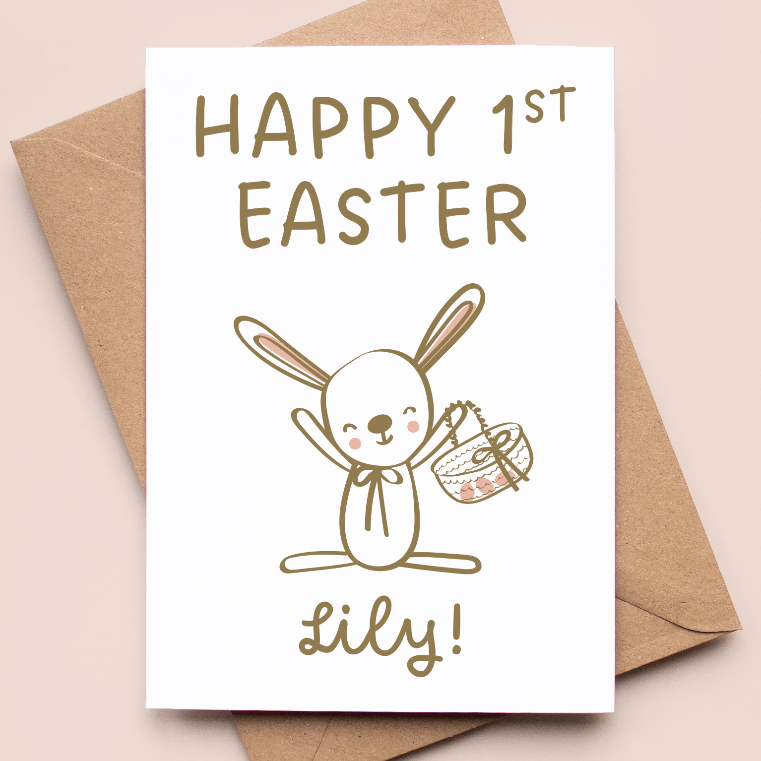 Personalised Happy Easter Card with Cute Bunny - First Easter Card ...