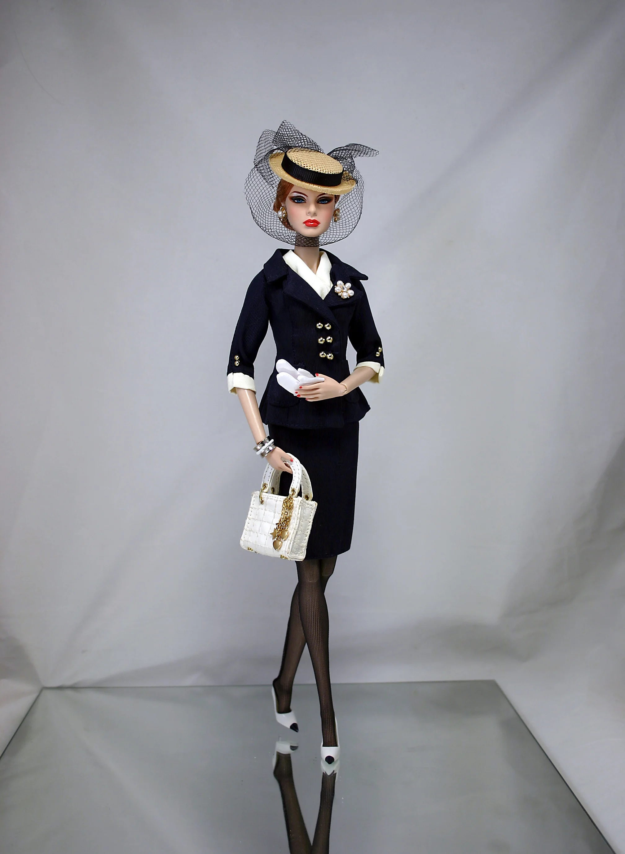High Visibility Agnes Von Weiss® wearing Silkstone Barbie® Boater ensemble