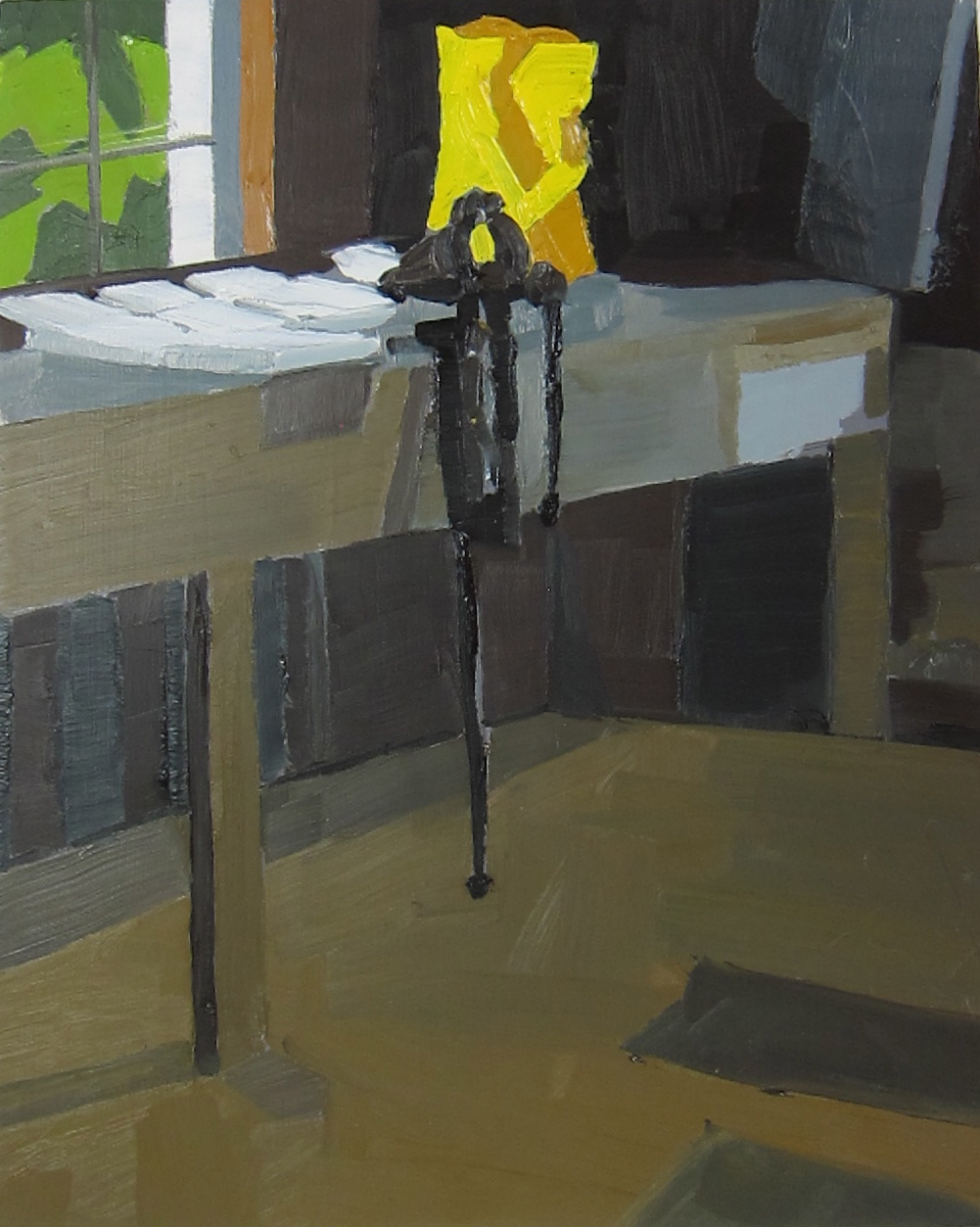 Vise and yellow bag