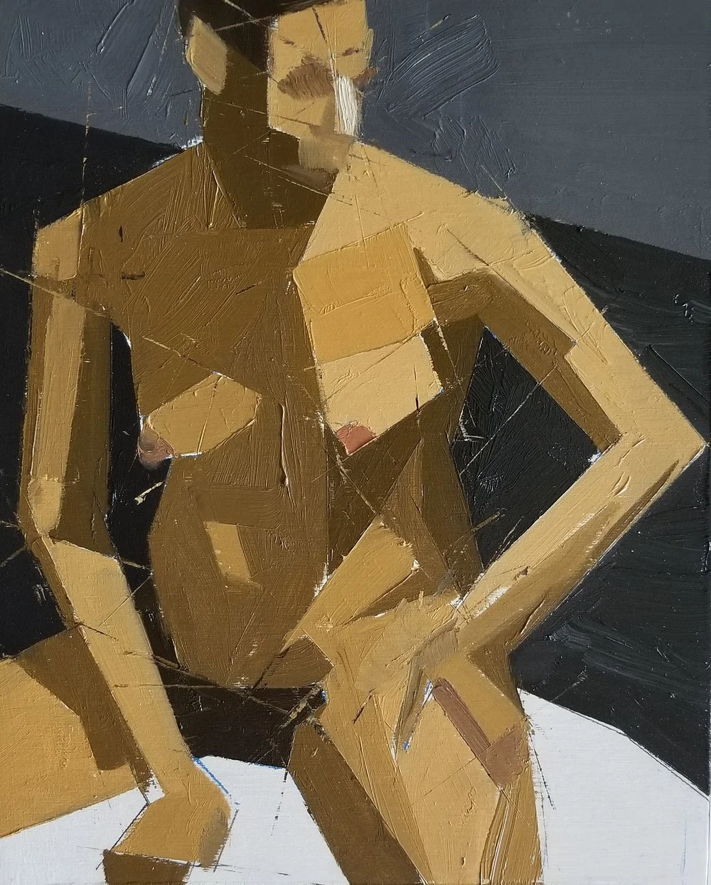 Seated woman
Oil on wood panel, 2018