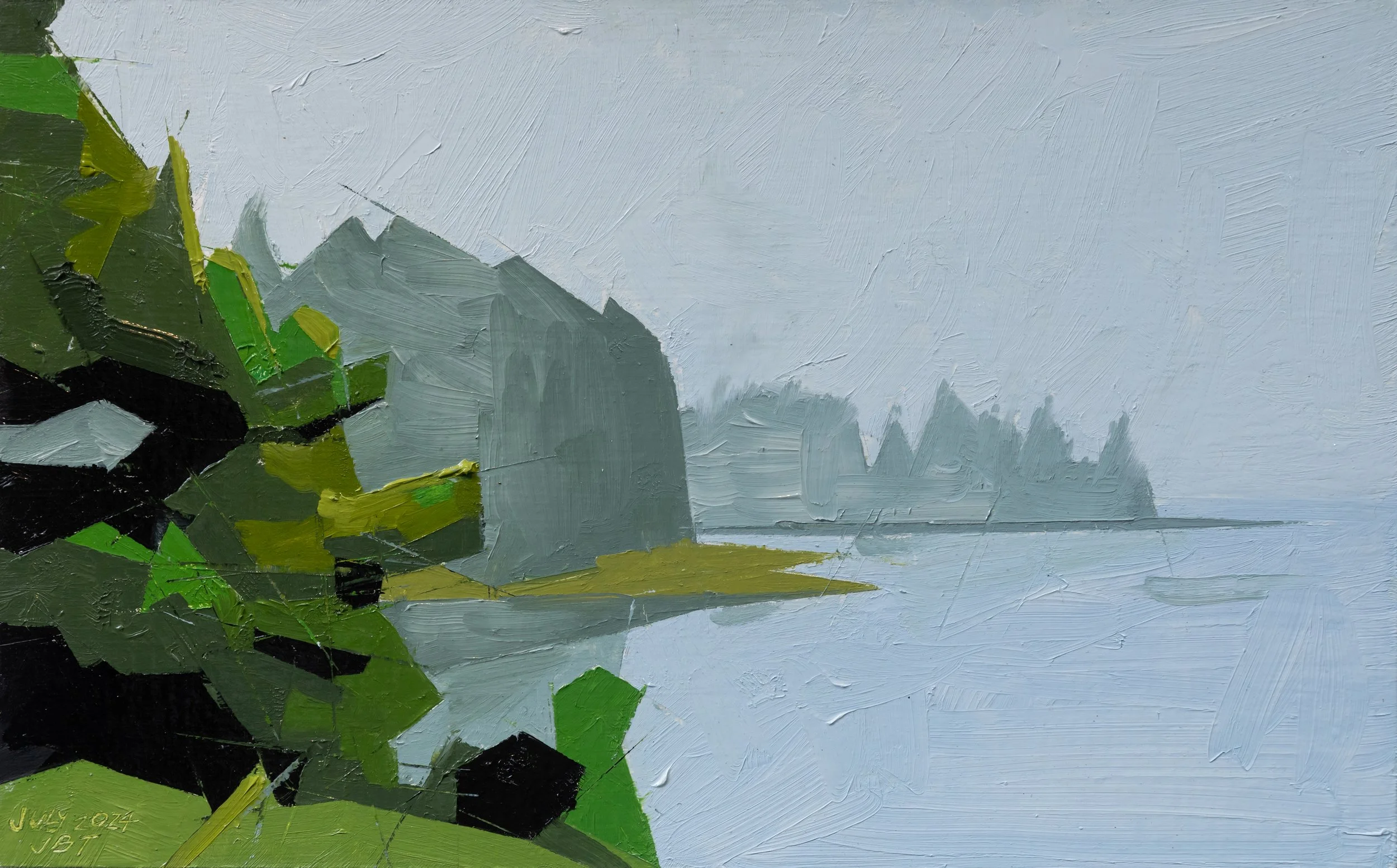 Cove in the fog, North Haven
Oil on wood panel