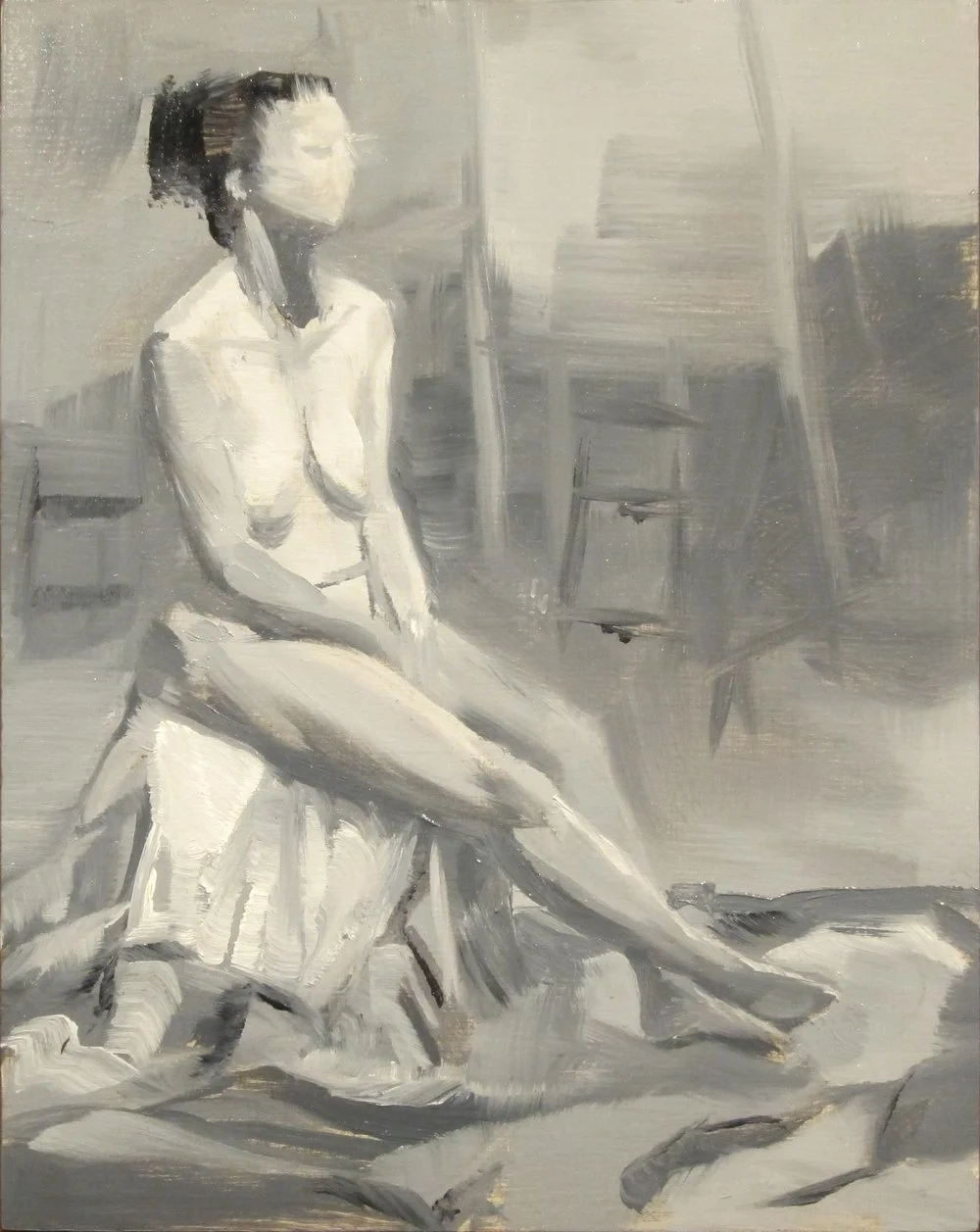 Seated woman
Oil on wood panel, 2014