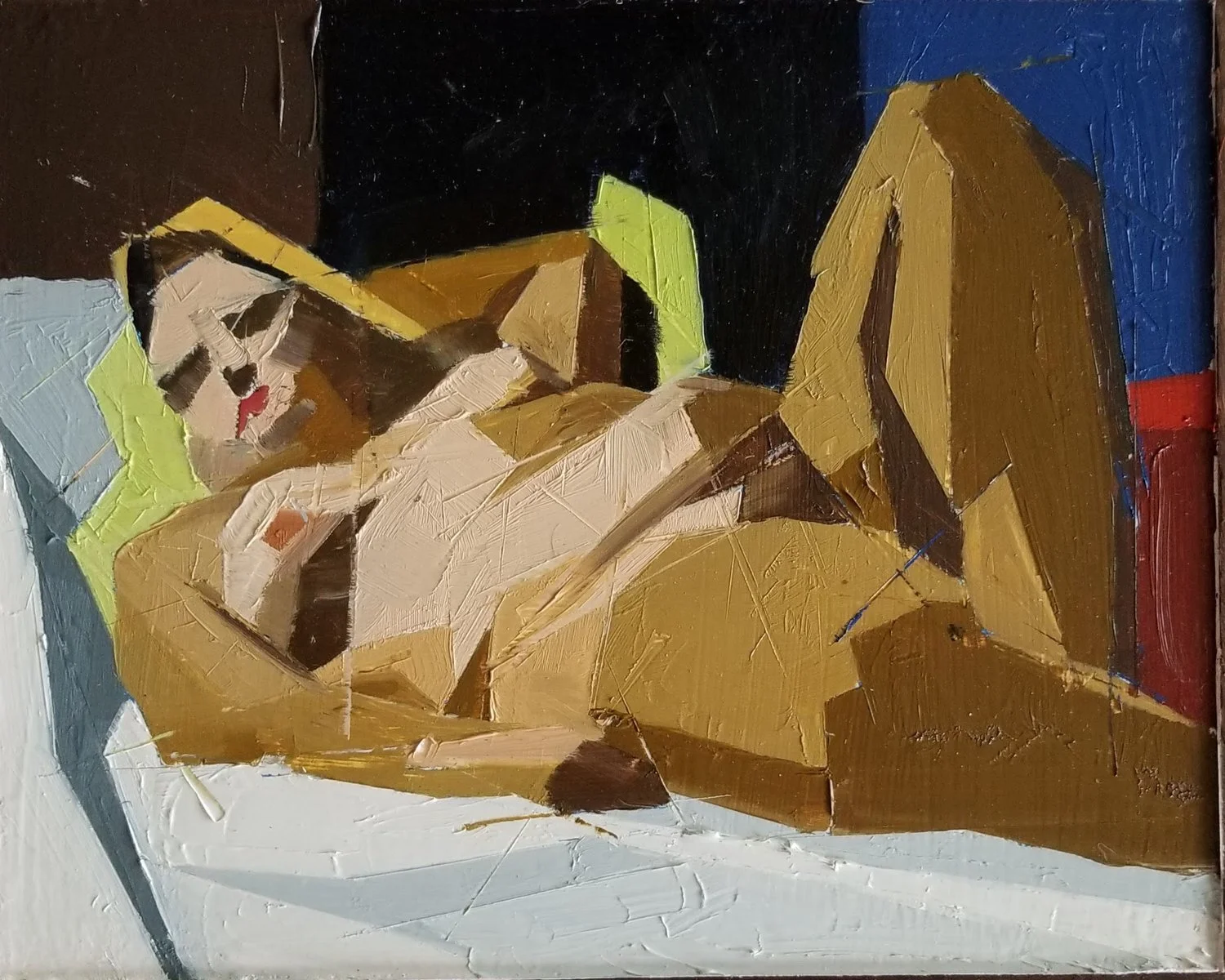 Reclining woman
Oil on wood panel, 2018