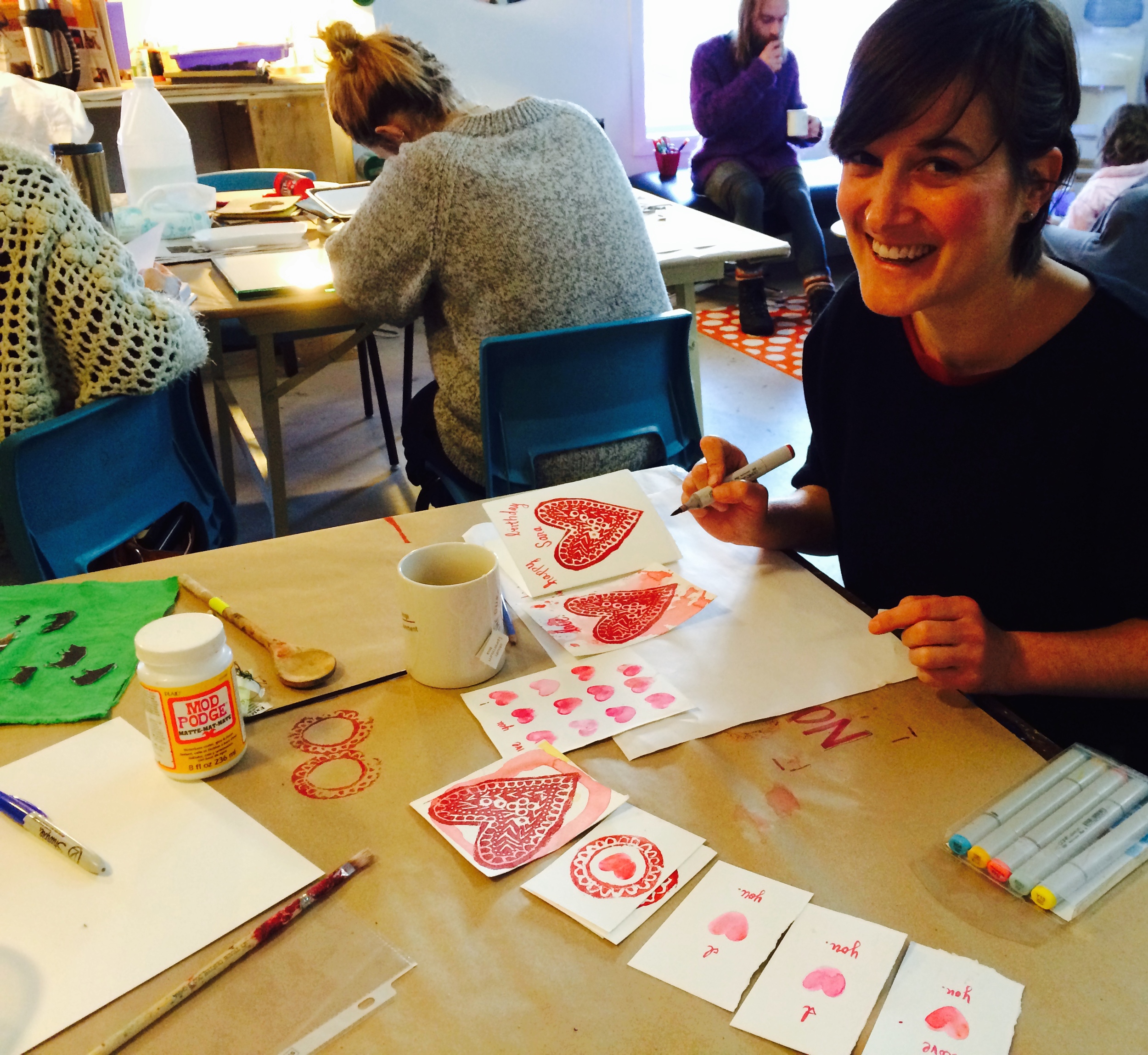 Bombardier Designs artist playing with printmaking techniques!