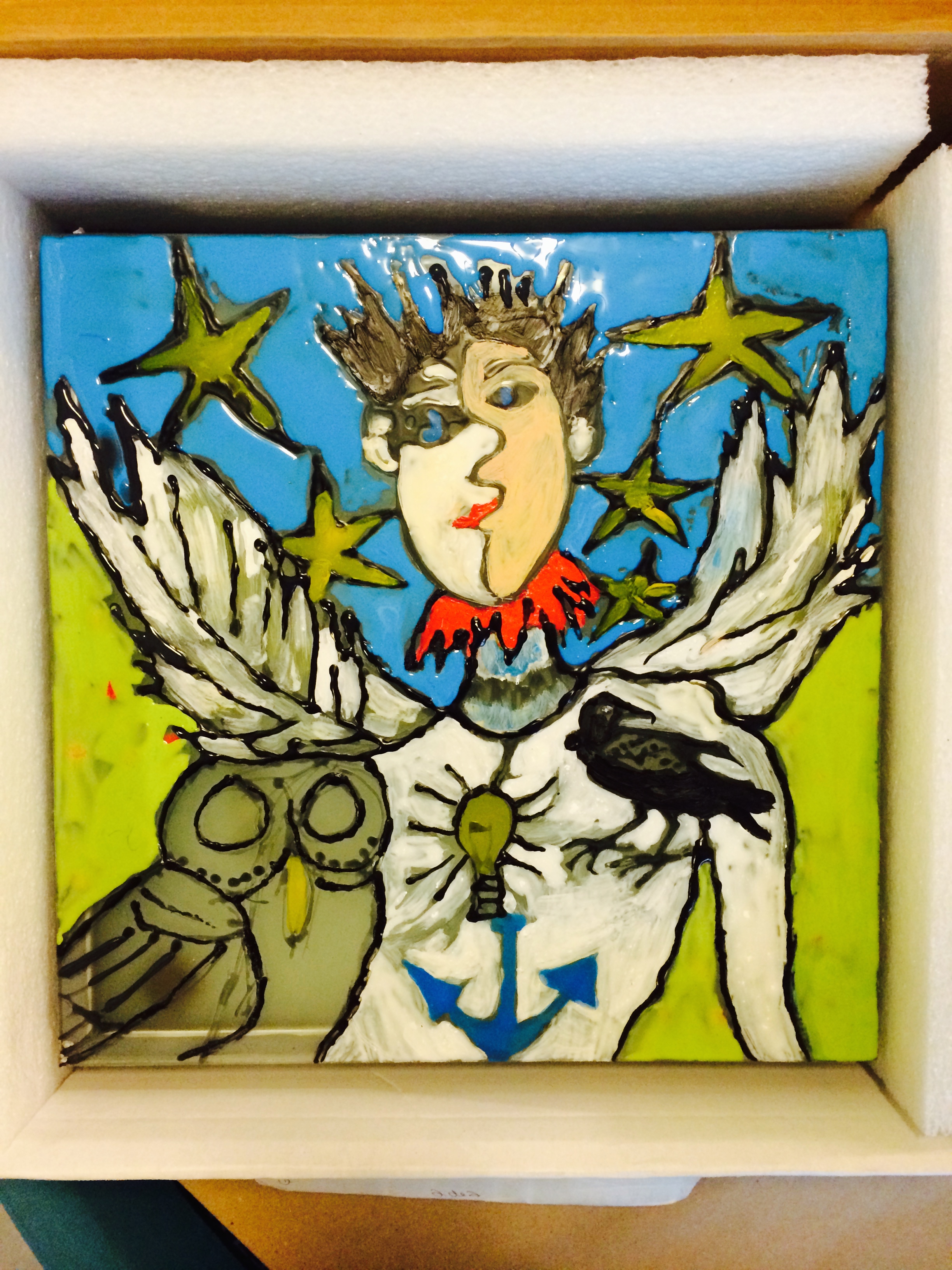 Incredible detail and thought went into this glass painting. 
