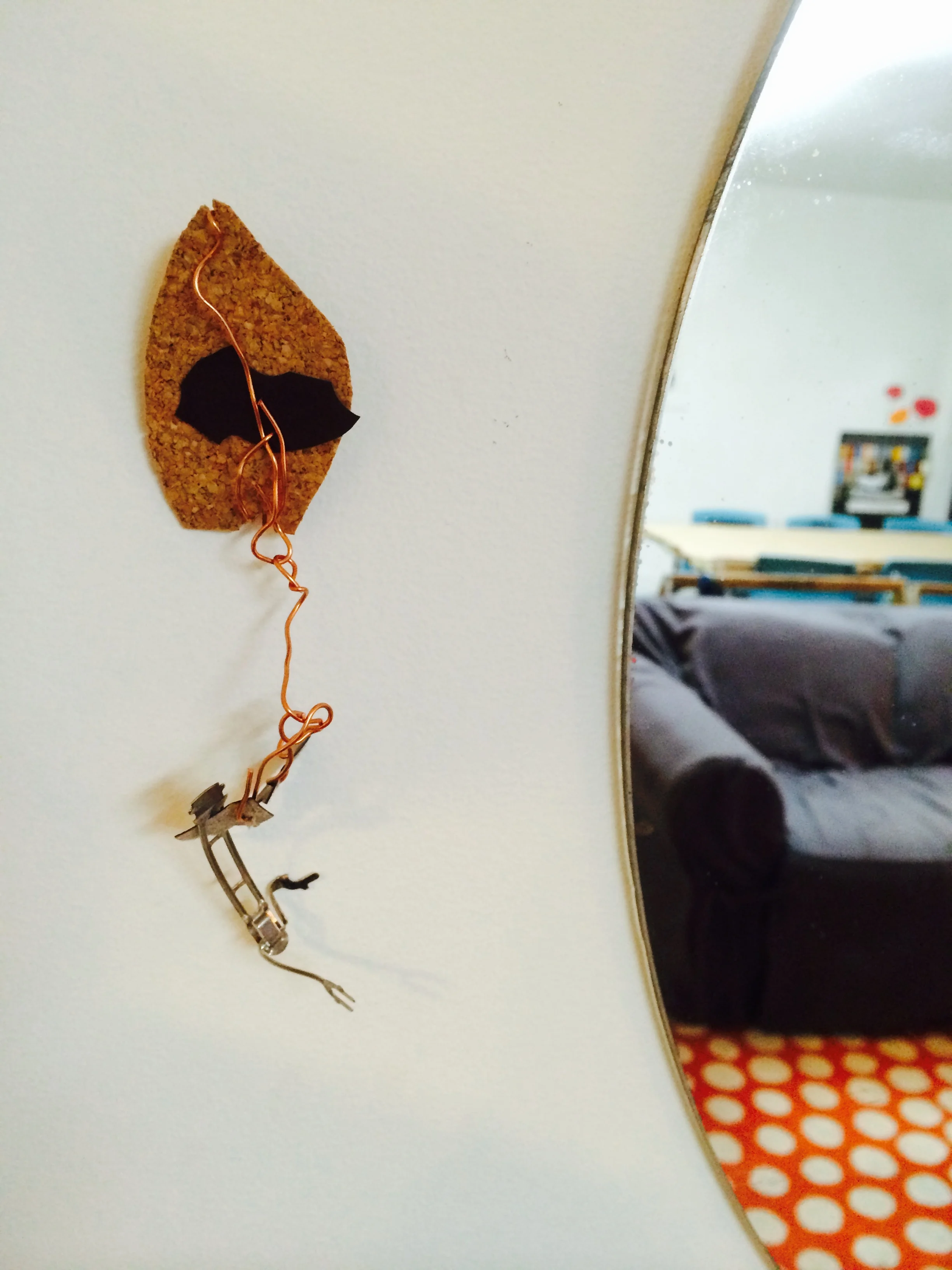 And a final little moment from today: lovely kite sculpture from wire, found objects from the metal category and cork. 