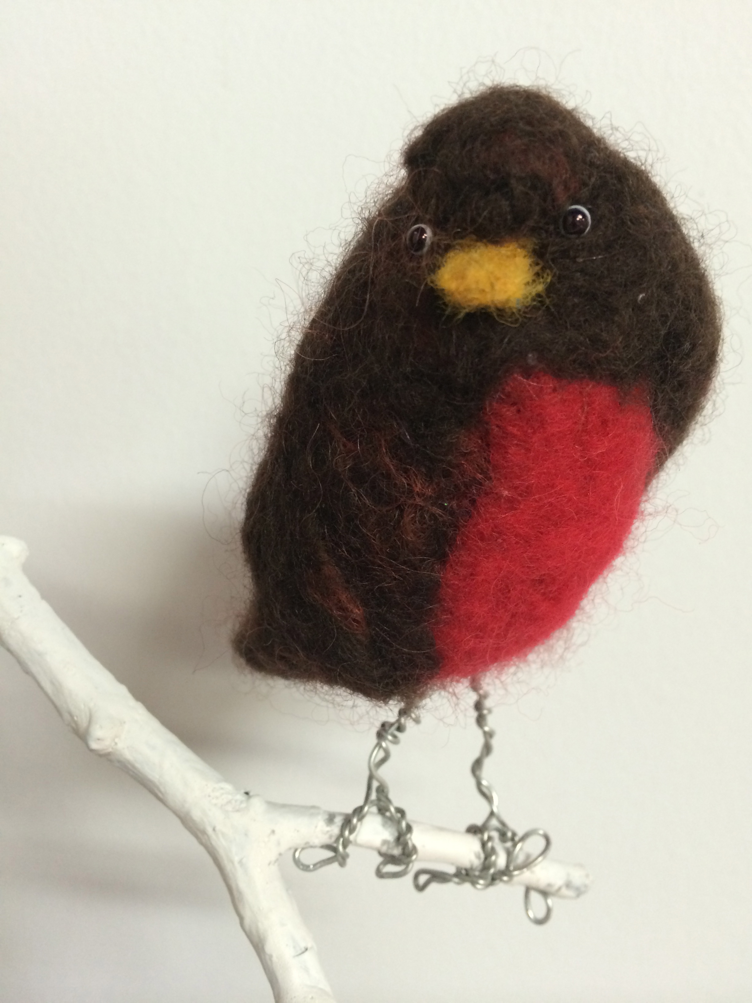 Prototype: Felt, wire, found object bird sculpture - just in time for spring! 