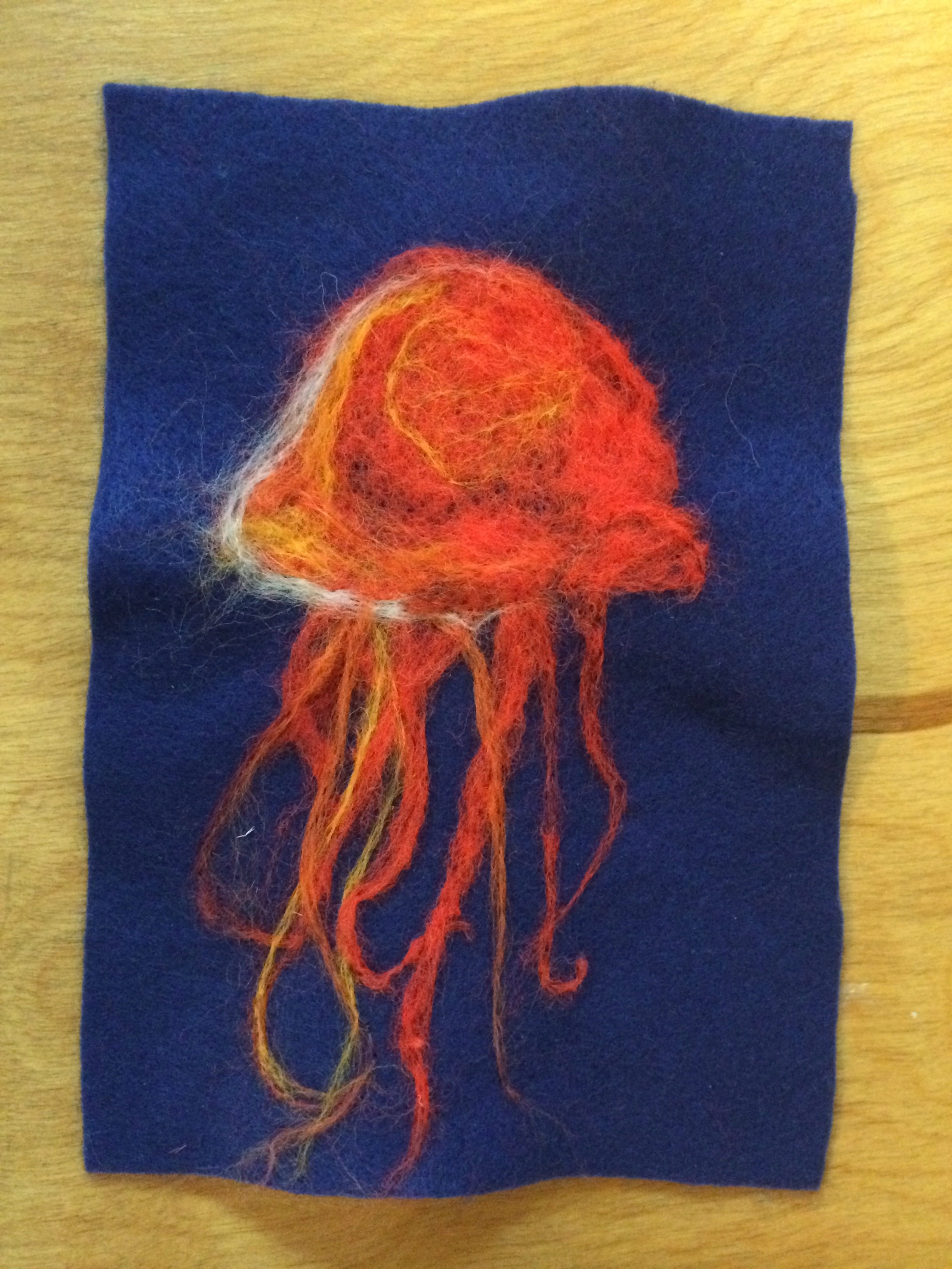 Stunning needle-felted jellyfish. Love the colours!
