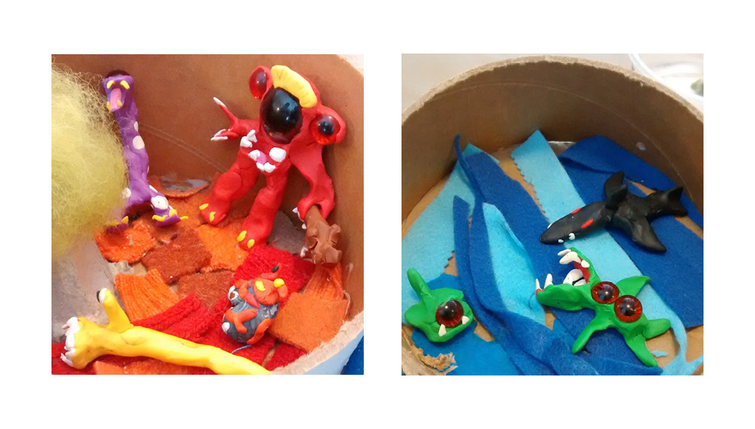 Fantastic creatures, living on land and at sea