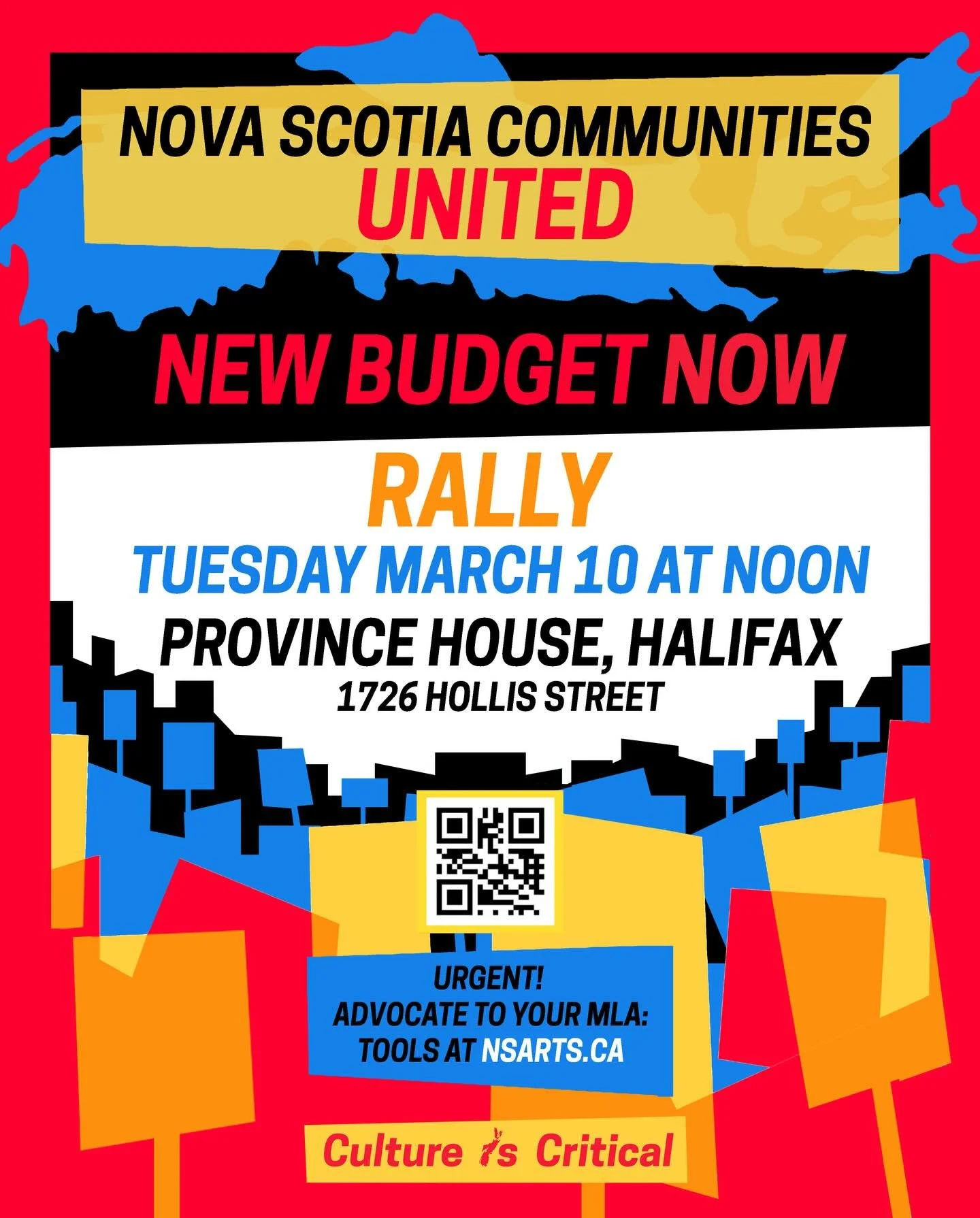 Join us on Tuesday, March 10th at Noon at Province House in Halifax, for an intersectional rally with all community groups and departments affected by these cuts!! One last loud push before the budget is potentially passed!

Community care note:
Poli