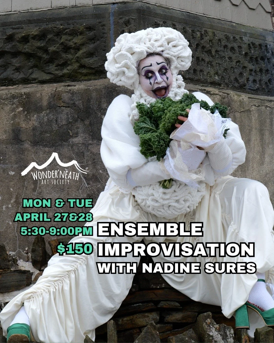 On April 27th &amp; 28th, Wonder&rsquo;neath is presenting &ldquo;Ensemble Improvisation&rdquo;, a two part workshop by artist Nadine Sures @nadinesures

Nadine is a transdisciplinary artist whose practice spans performance, public art, costume desig