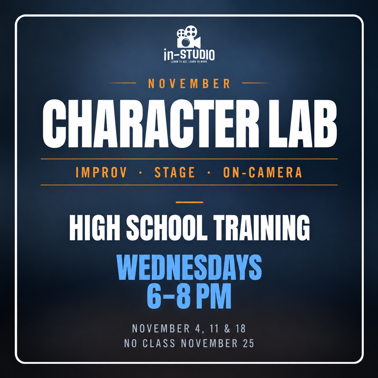High School Training @ 6PM-8PM (Starts Nov 4th)