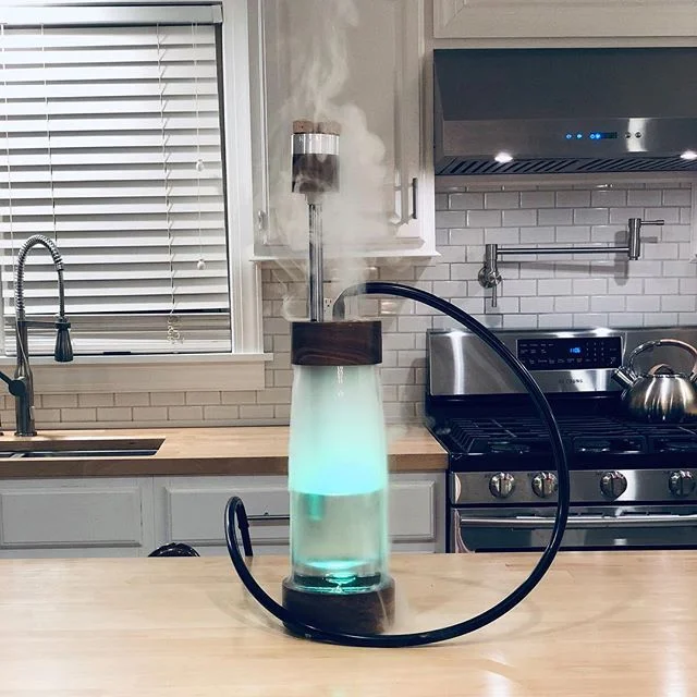 RiVazi Legna - discover the combination of Black walnut wood grains combined with  sleek look of machined aerospace aluminum. #midcenturymodern #midcenturykitchen #midcenturyhookah #rivazihookah #rivazi