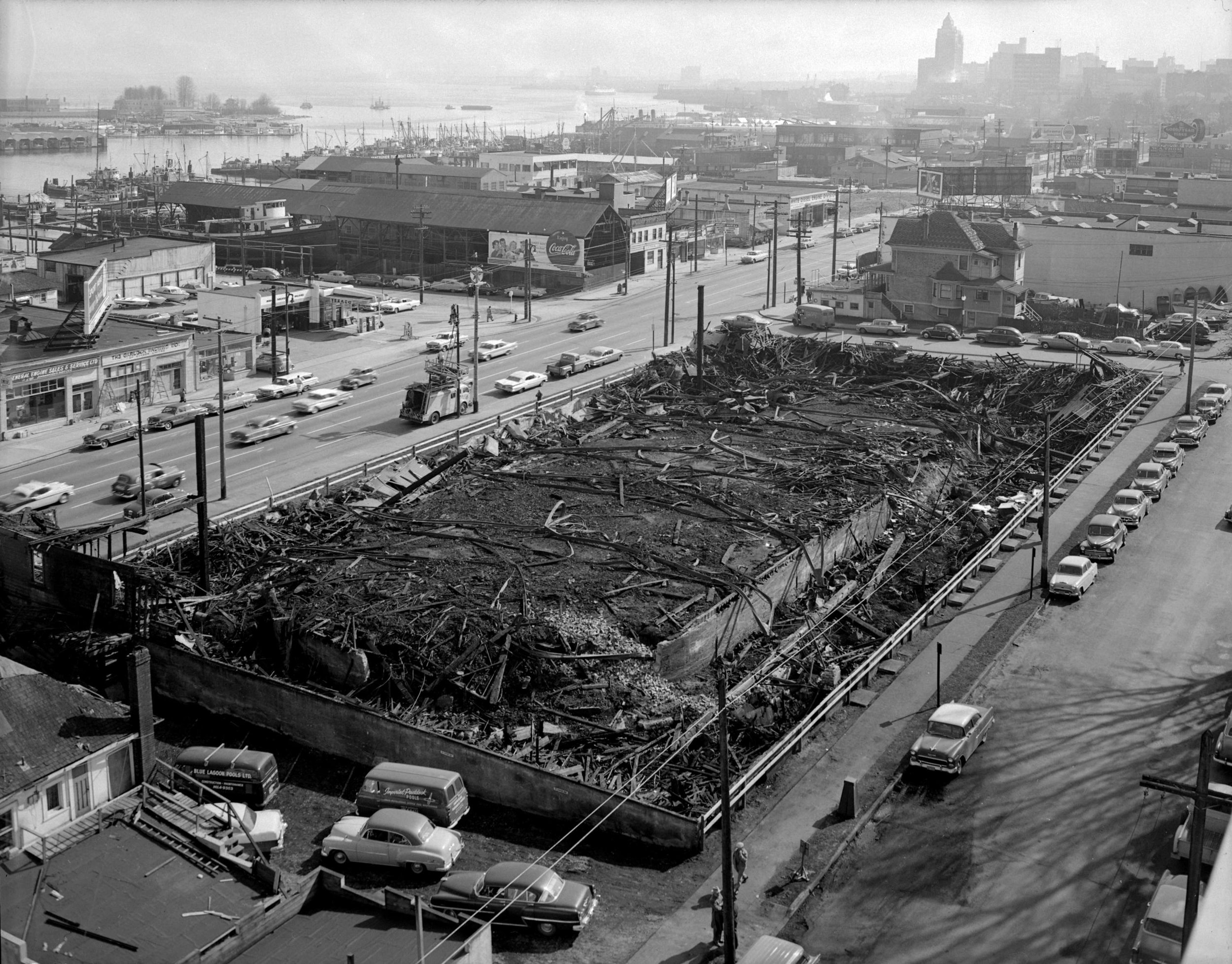 Shortly after the fire of March 18, 1960. (Vancouver City Archives Photo)