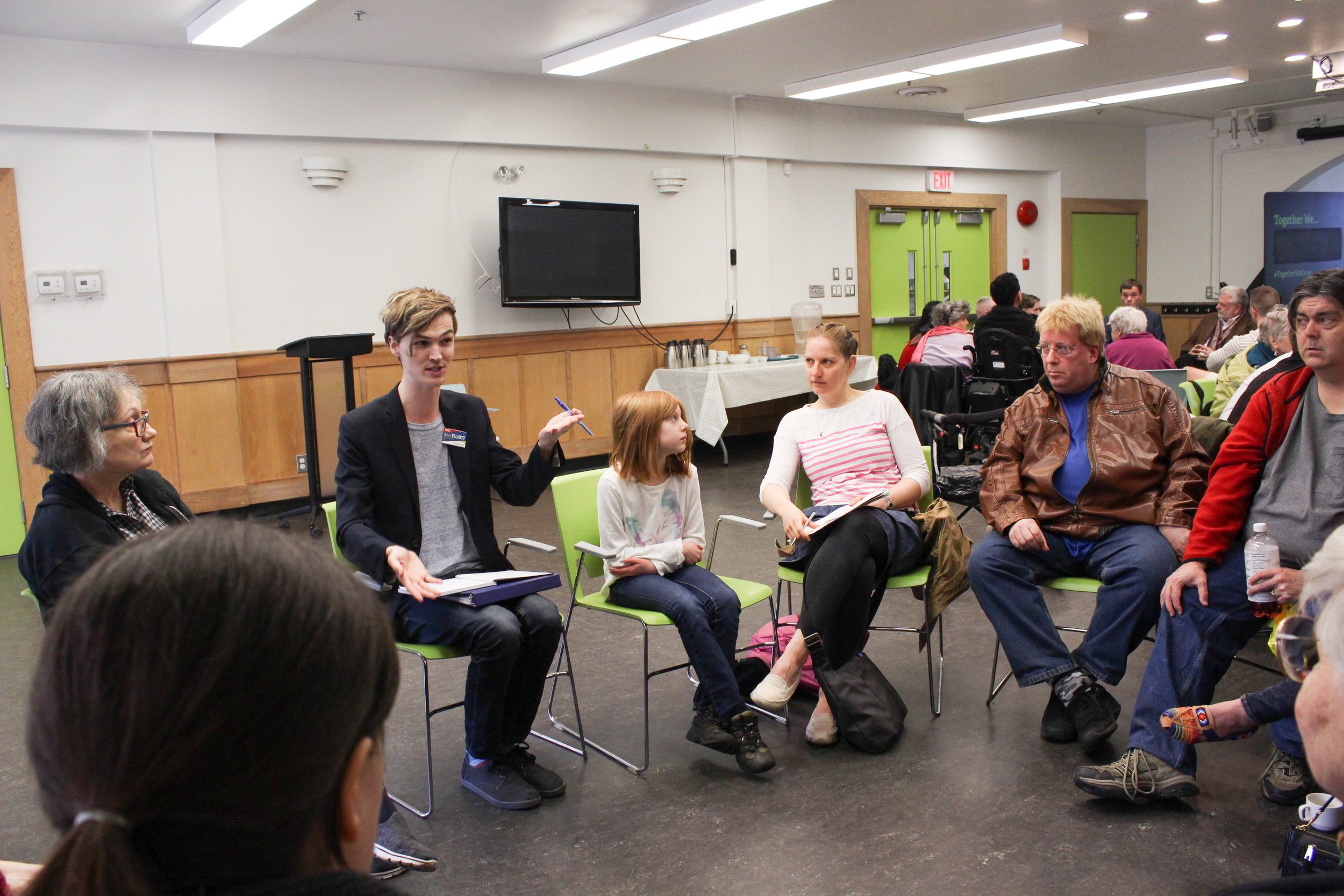  Liberal candidate Nigel Elliott fields questions in a roundtable conversation. 