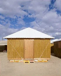 Shigeru Ban’s Kobe Paper Log House at Offsite. (Hiroyuki Hirai Photo)