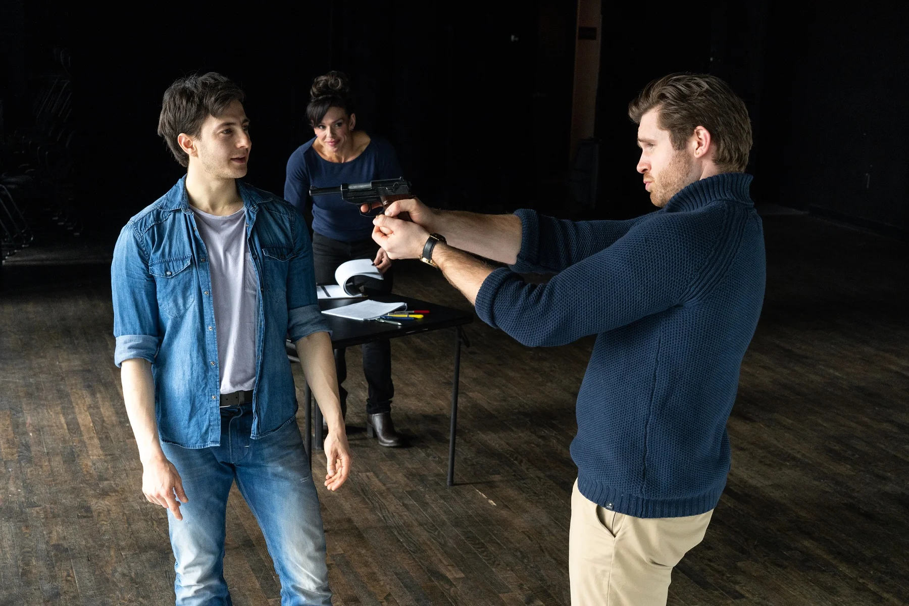 The cast of The Understudy in rehearsal.